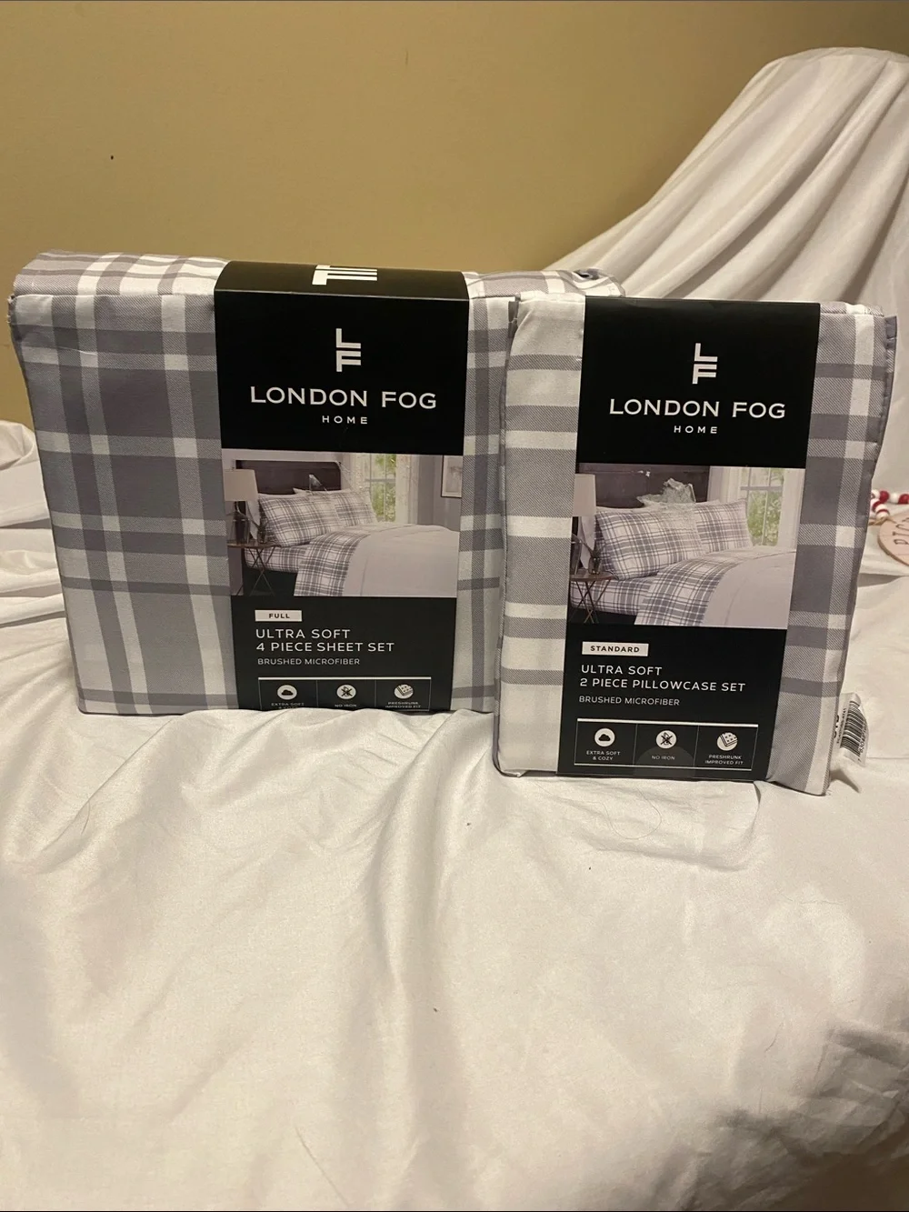 London Fog Grey Plaid Ultra-Soft Brushed Microfiber Sheet Set